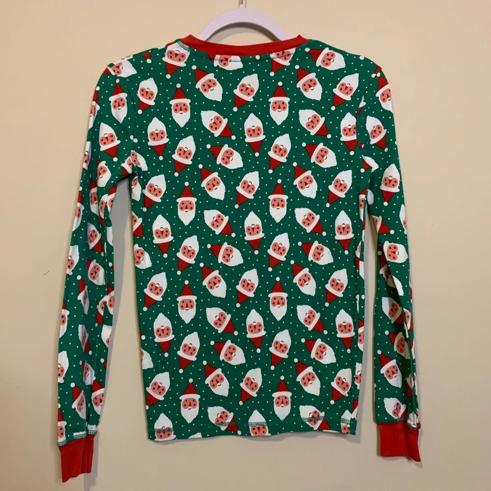 Boden Kids Santa Claus Pajama Top Green Red Christmas Cotton Shirt 14Y 164cm